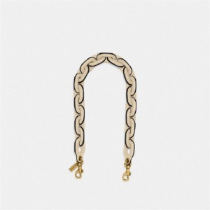 Coach Leather Covered Short Chain Strap Weiß | COH866436
