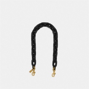 Coach Leather Covered Short Chain Strap Schwarz | COH866451