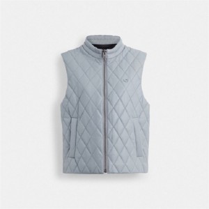 Coach Leather Quilted Vest Blau | COH865919