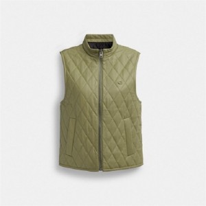 Coach Leather Quilted Vest Grün | COH865934