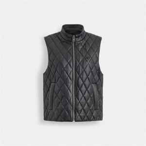 Coach Leather Quilted Vest Schwarz | COH865915