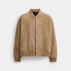 Coach Lightweight Suede Jacket Beige | COH866870