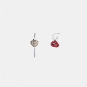 Coach Lollipop And Lips Mismatch Earrings Silber Mehrfarbig | COH866113