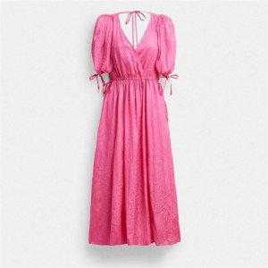 Coach Long Dress With Ties Rosa | COH866071