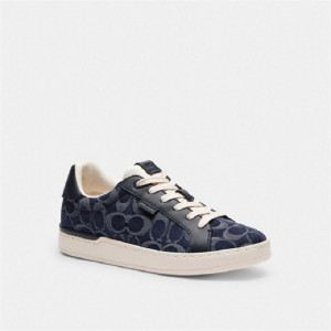 Coach Lowline Low Top Sneaker In Signature Denim Blau | COH865832