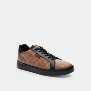 Coach Lowline Low Top Sneaker In Signature Canvas Braun Schwarz | COH866788