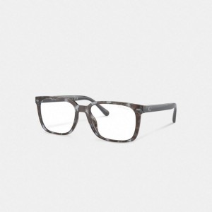 Coach Magnetic Clip On Square Sunglasses Grau Blau | COH867082