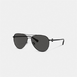 Coach Metal Aviator Sunglasses Schwarz | COH866345