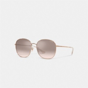 Coach Metal Round Sunglasses Silber Rosa Rosa Gold | COH866400