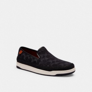 Coach Miles Espadrille In Signature Denim Schwarz Blau | COH866837
