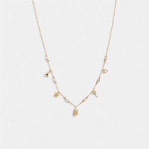 Coach Mini Iconic Charm Necklace Gold | COH866189
