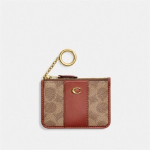 Coach Mini Skinny Id Case In Signature Canvas Braun Rot | COH865602