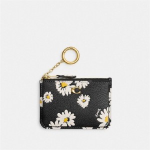 Coach Mini Skinny Id Case With Floral Print Schwarz Mehrfarbig | COH865603
