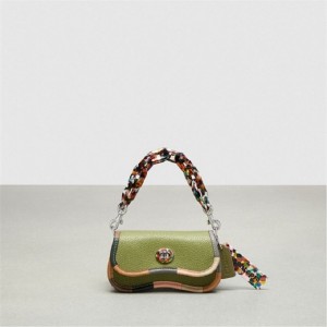 Coach Mini Wavy Dinky Bag With Colorful Binding In Upcrafted Leather Olivgrün Grün Mehrfarbig | COH865372