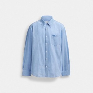 Coach Mix Media Shirt Blau Weiß | COH866917
