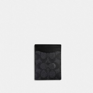 Coach Money Clip Card Case In Signature Canvas Grau | COH866756