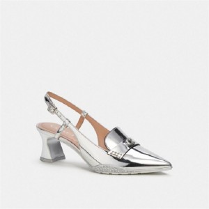 Coach Nikola Hybrid Slingback In Silver Metallic Silber | COH865743