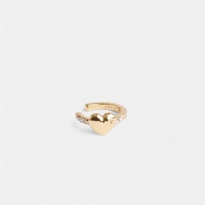 Coach Pavé Heart Ear Cuff Gold | COH866182