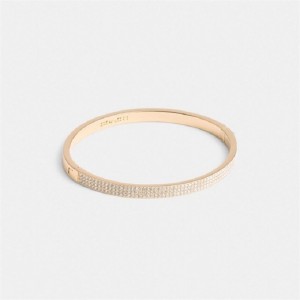 Coach Pavé Hinged Bangle Rosa Gold | COH866082