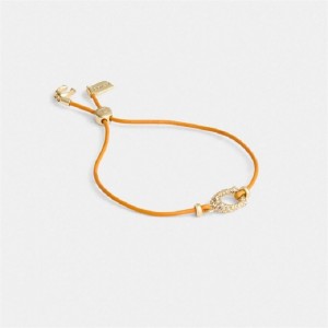 Coach Pavé Signature Leather Slider Bracelet Gold Orange Mehrfarbig | COH866232