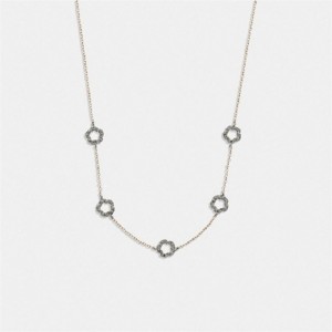 Coach Pavé Tea Rose Necklace Gold | COH866108