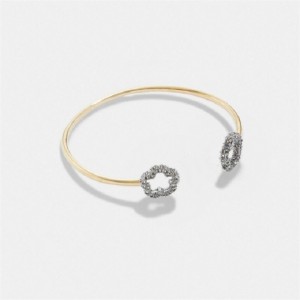 Coach Pavé Tea Rose Open Cuff Bracelet Gold | COH866126