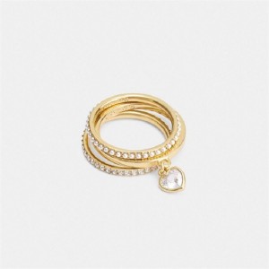 Coach Pearl Heart Ring Set Gold | COH866203