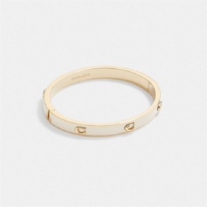 Coach Pegged Signature Hinged Bangle Gold | COH866093