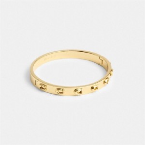 Coach Pegged Signature Hinged Bangle Gold | COH866190
