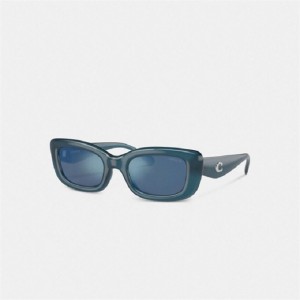Coach Pillow Tabby Narrow Rectangle Sunglasses Blau | COH866330