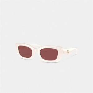 Coach Pillow Tabby Narrow Rectangle Sunglasses Weiß | COH866385