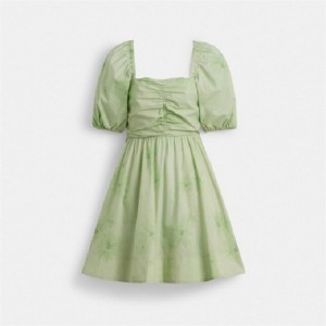 Coach Puff Sleeve Mini Dress Grün | COH866054