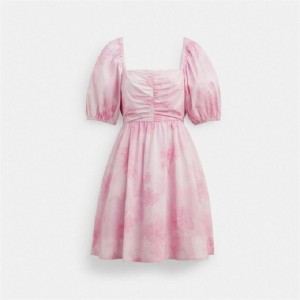 Coach Puff Sleeve Mini Dress Rosa | COH866066
