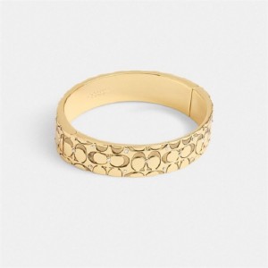 Coach Quilted Signature Hinged Bangle Gold Schwarz | COH866195