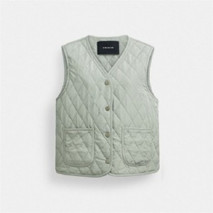 Coach Quilted Vest Grün | COH865932