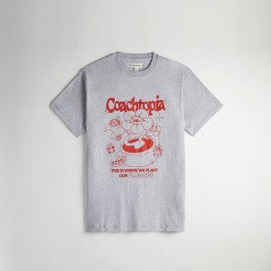 Coach Relaxed T Shirt: Flower Pot Grau Mehrfarbig | COH866911