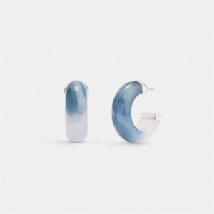 Coach Resin Tie Dye Hoop Earrings Silber Blau | COH866223