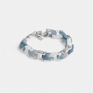 Coach Resin Tie Dye Signature Link Bracelet Silber Blau | COH866204