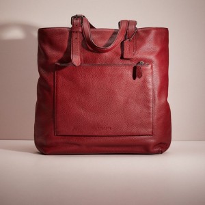 Coach Restored Metropolitan Soft Tote Grau Rot | COH866636