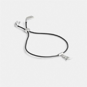 Coach Rexy Leather Slider Bracelet Silber Schwarz | COH866230
