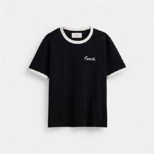Coach Ringer T Shirt Schwarz | COH865949