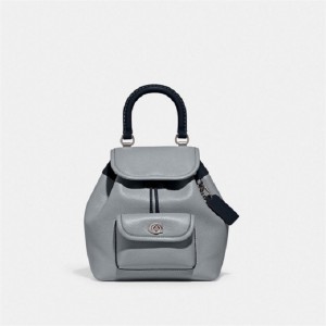 Coach Riya Backpack 21 In Colorblock Silber Grau Blau Mehrfarbig | COH865458