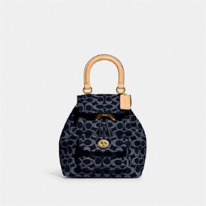 Coach Riya Backpack 21 In Signature Denim Blau Blau | COH865479