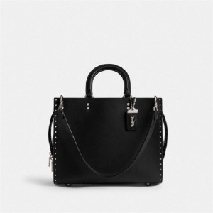Coach Rogue Bag With Rivets Silber Schwarz | COH864952