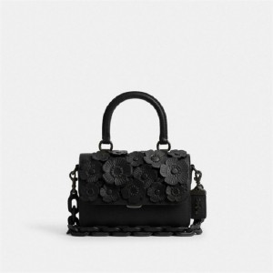Coach Rogue Top Handle Bag With Tea Rose Schwarz Schwarz | COH865170