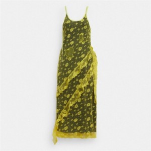 Coach Ruffle Lace Dress Gelb | COH866062