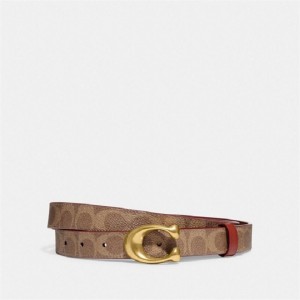 Coach Sculpted C Buckle Cut To Size Reversible Belt, 25 Mm Braun Rot | COH866321