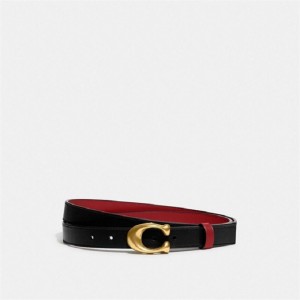 Coach Sculpted C Buckle Cut To Size Reversible Belt, 25 Mm Schwarz Rot | COH866322