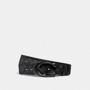 Coach Sculpted C Buckle Cut To Size Reversible Belt, 40 Mm Schwarz Grau | COH867002