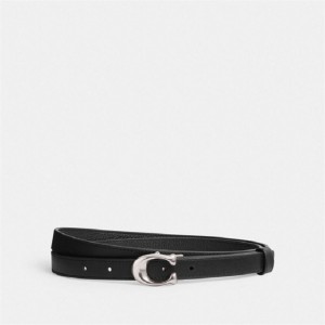 Coach Sculpted Signature Buckle Reversible Belt, 20 Mm Silber Schwarz | COH866316